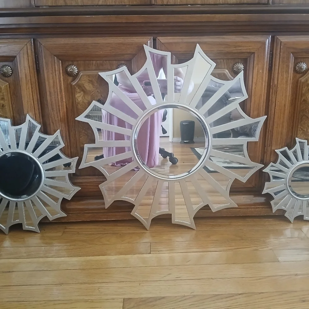 Silver Abstract Style Glass Decorative Mirrors​​​